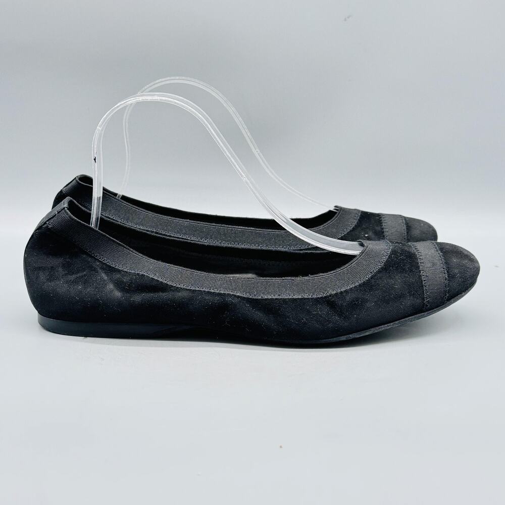 Stuart Weitzman Shoes Womens 9.5 Black Suede Ballet Flats Round Toe Slip On